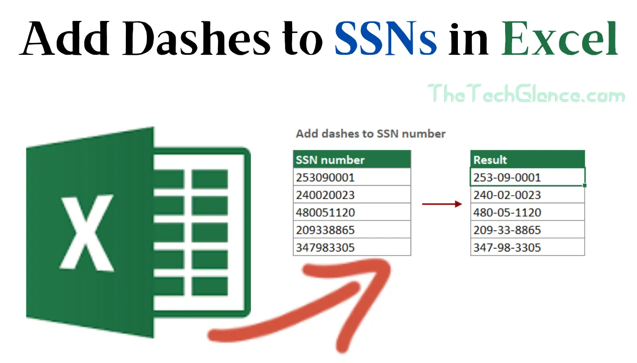 Add Dashes to SSNs in Excel