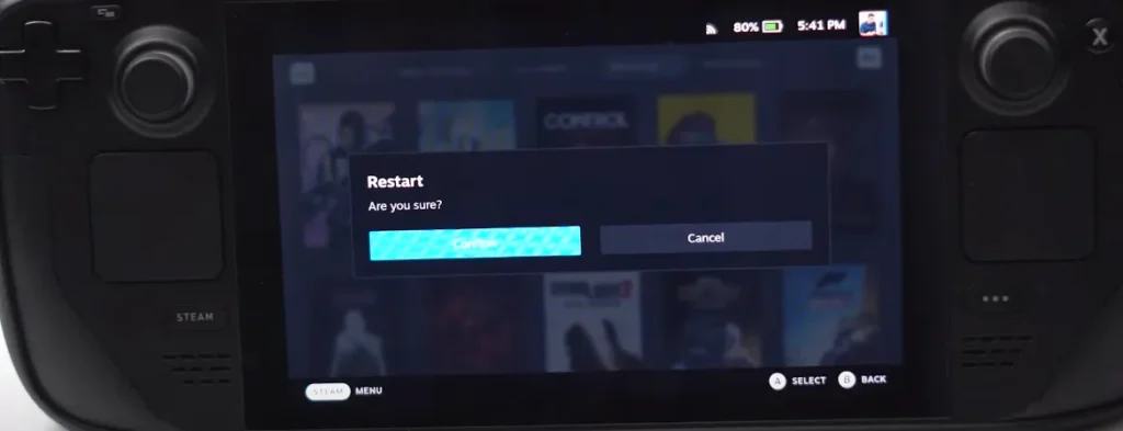 Restart Steam Deck